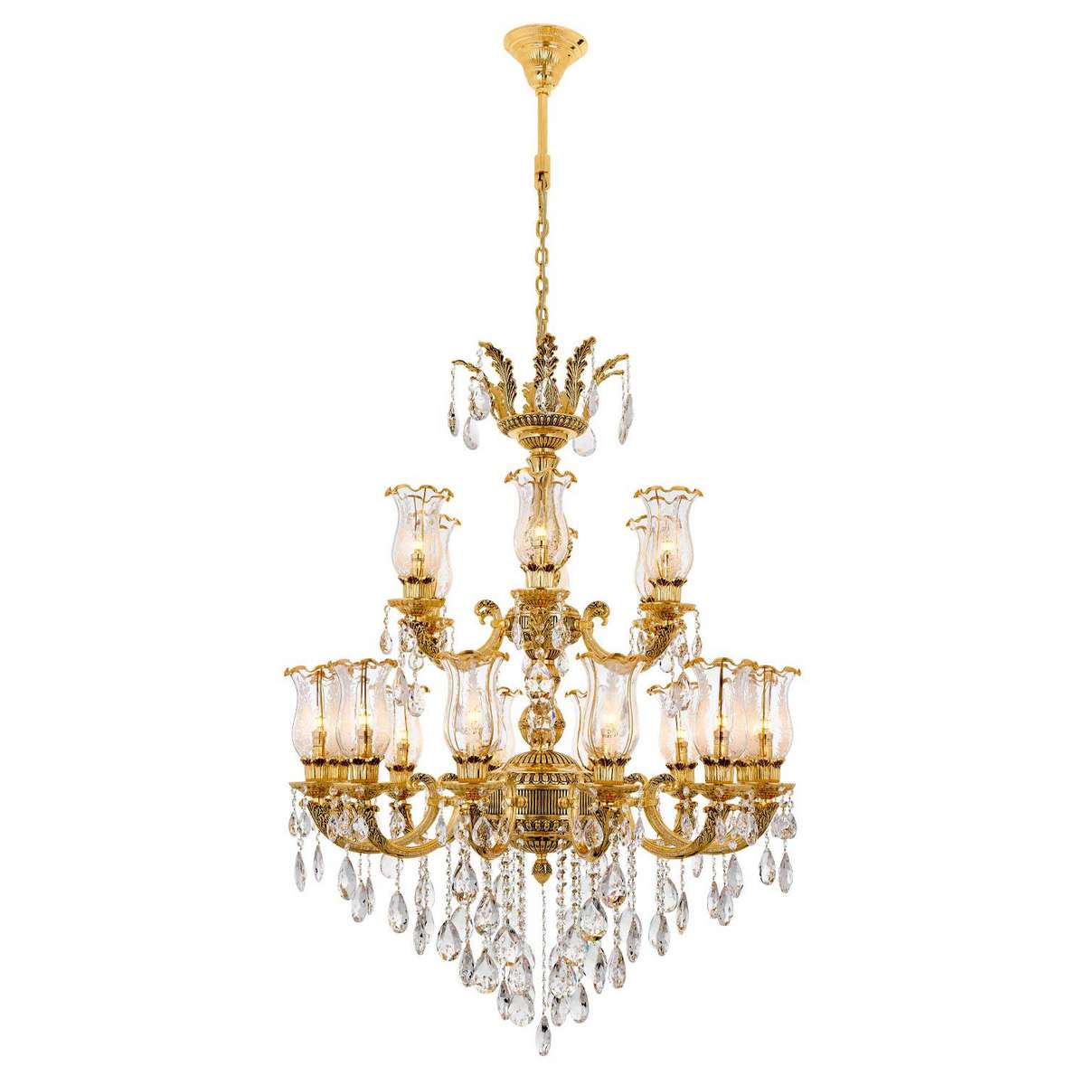 2003-AV-18-SR.jpg Gold Kristal Klasik Avize 18 Kollu 100 cm – 2003-AV-18-SR - Görsel 1