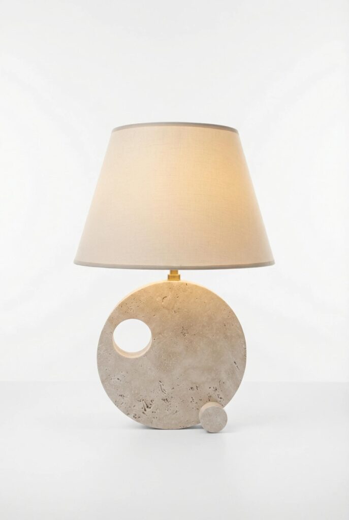Krem Mermer LED Masa Lambası 35 cm 7